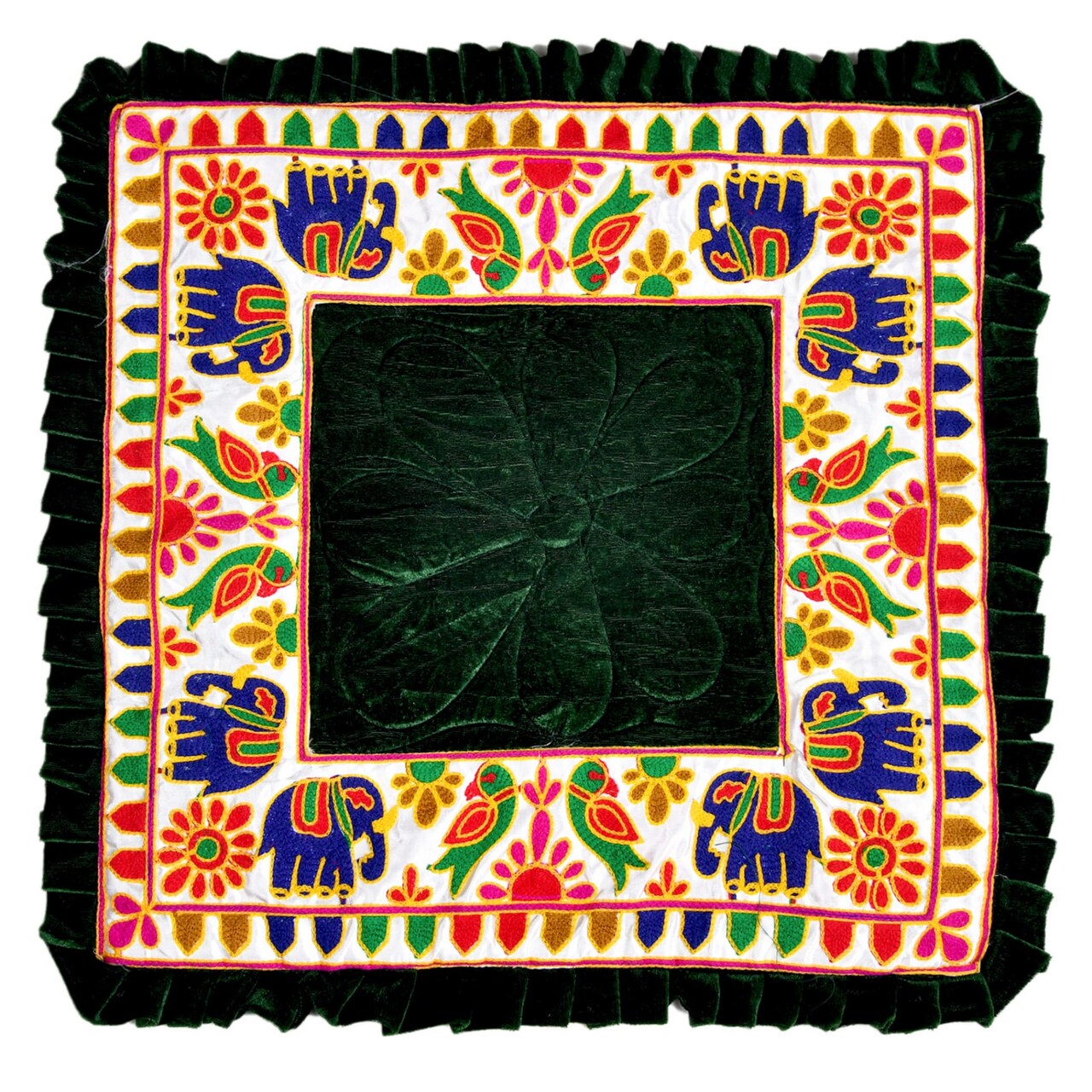 Elephant Pooja Aasan Rug Velvet Prayer Mat Meditation Multipurpose Aasan for Ganesh Pooja Diwali Pooja Mandir and Festive Decor Diwali Decoration Housewarming Gift